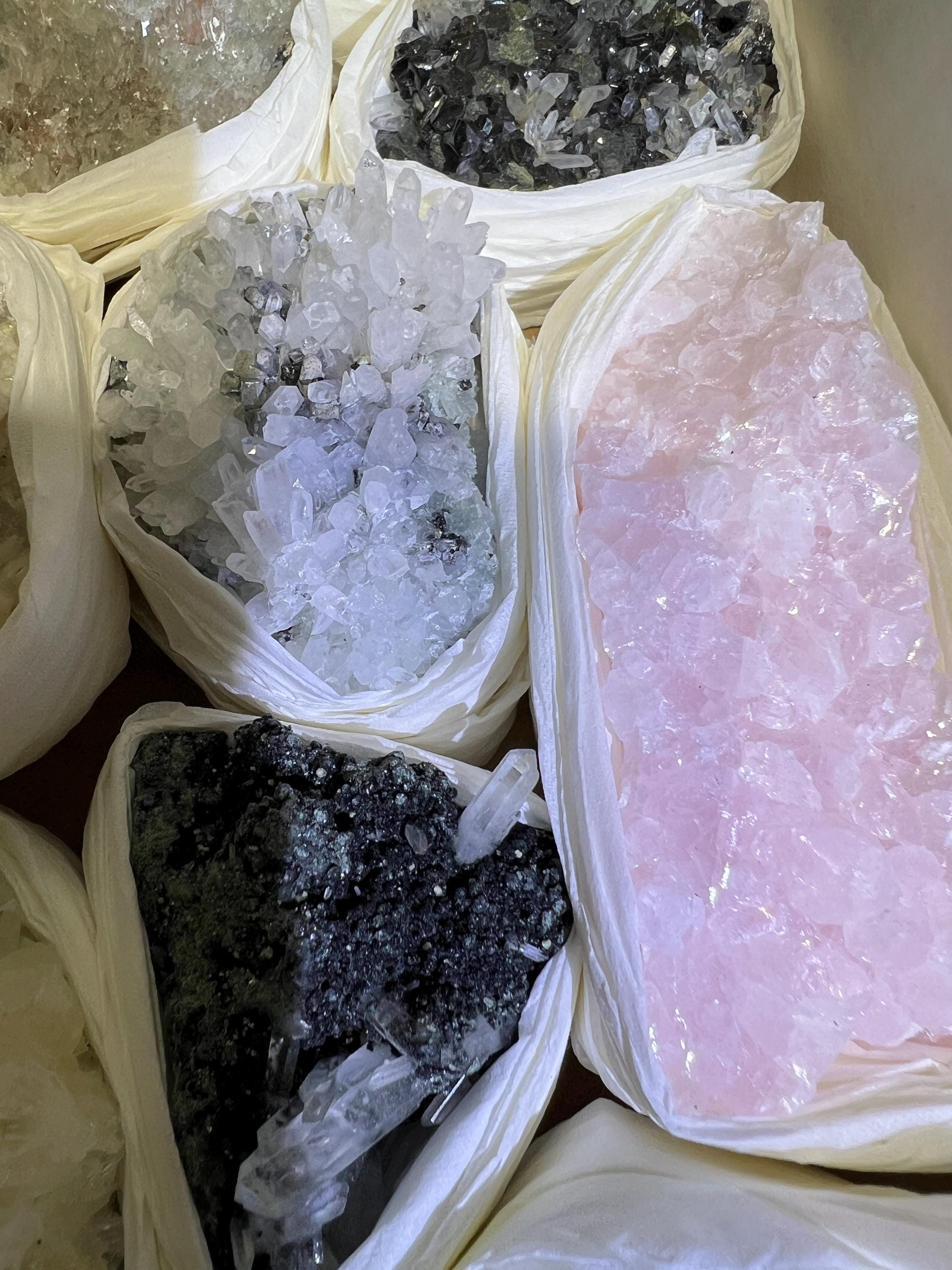 Bulgarian Minerals Crystal Mixed Collection (Large 15.5x10.5 Inch Flat) Pyrite Sphalerite Galena Quartz Pink Mangano Calcite Wholesale Bulk Lot