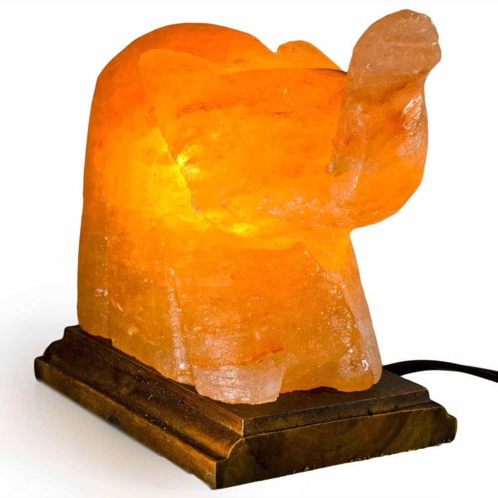 Elephant Shaped Salt Lamp  - 9" avg. - Cord, Bulb, Dimmer