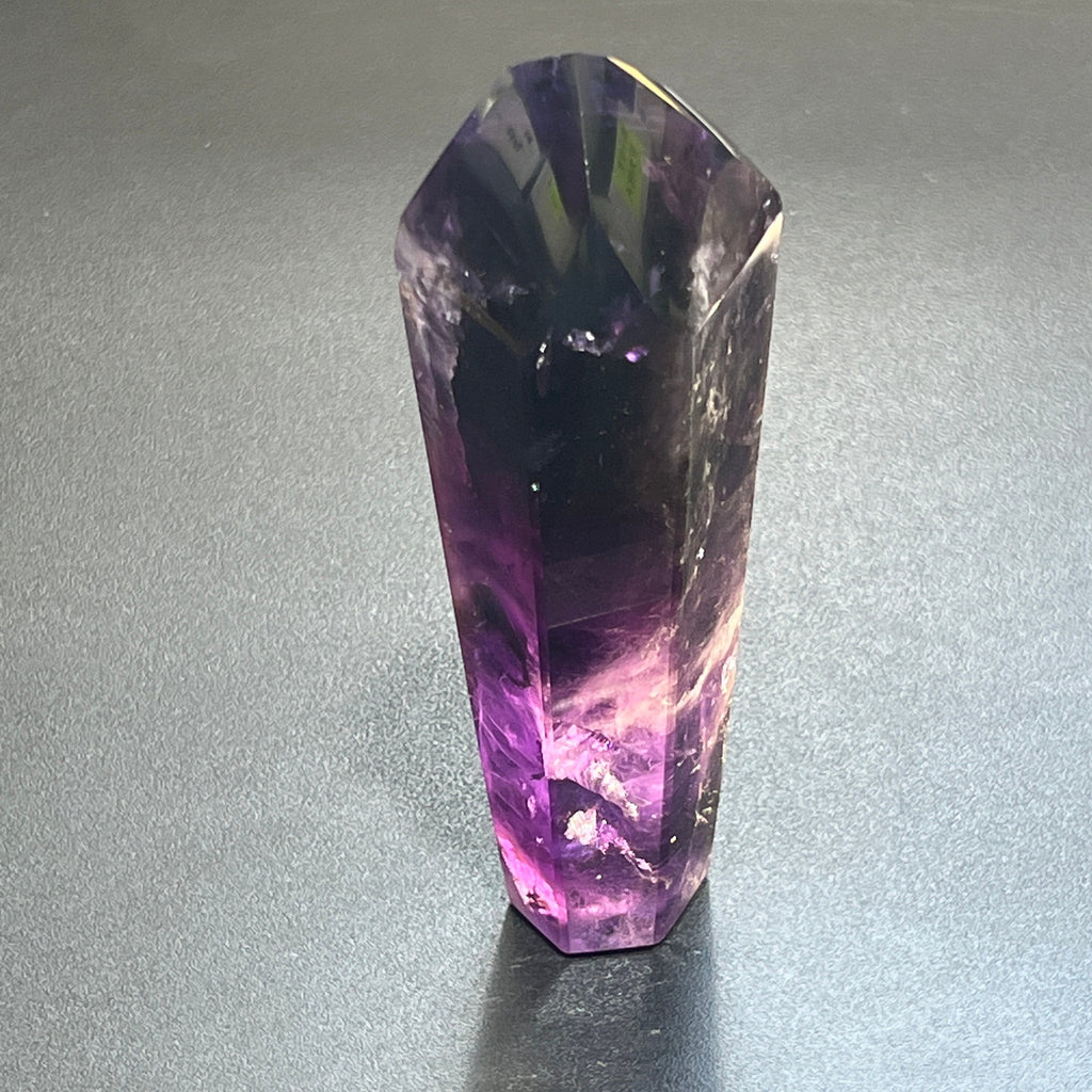 Large Dark Amethyst Crystal Faceted Standing Tower Carving