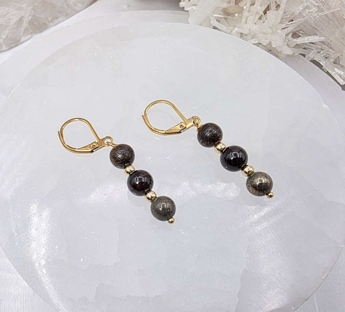STAY IN MY POWER - Pyrite, Bronzite, Garnet Jewelry Set