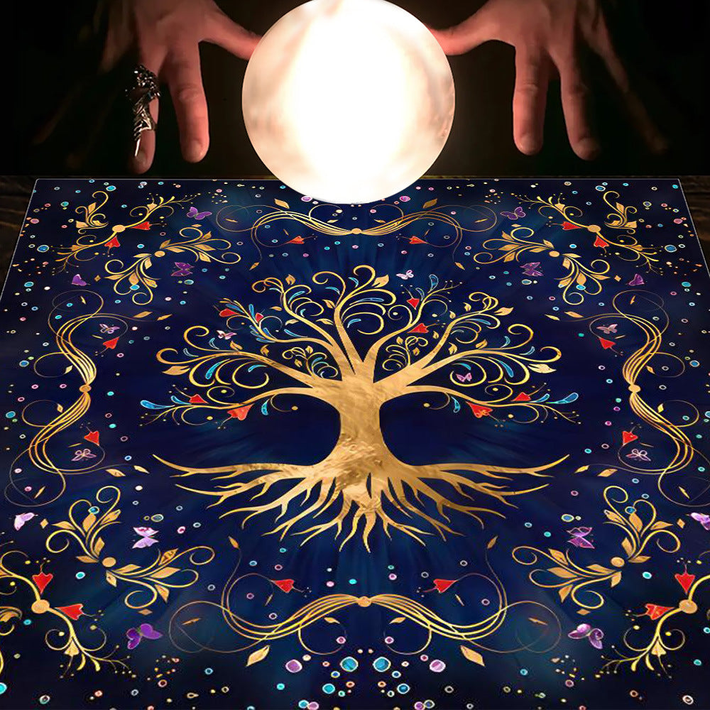Tarot Tablecloth Cloth Cushion Tarot Moon Sun Lucky Tree Flannel Tablecloth