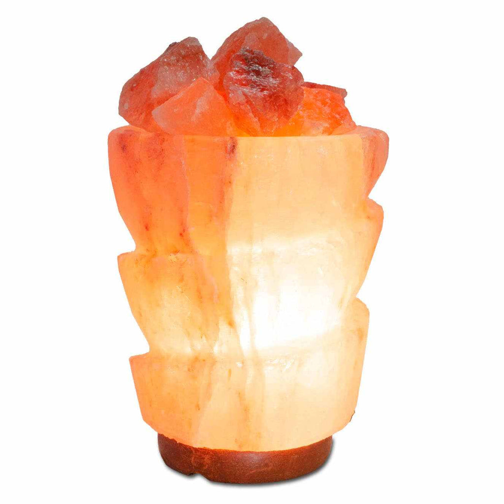 Funnel w/ Chunks Salt Lamp  - 9.5" avg. - Cord, Bulb, Dimmer