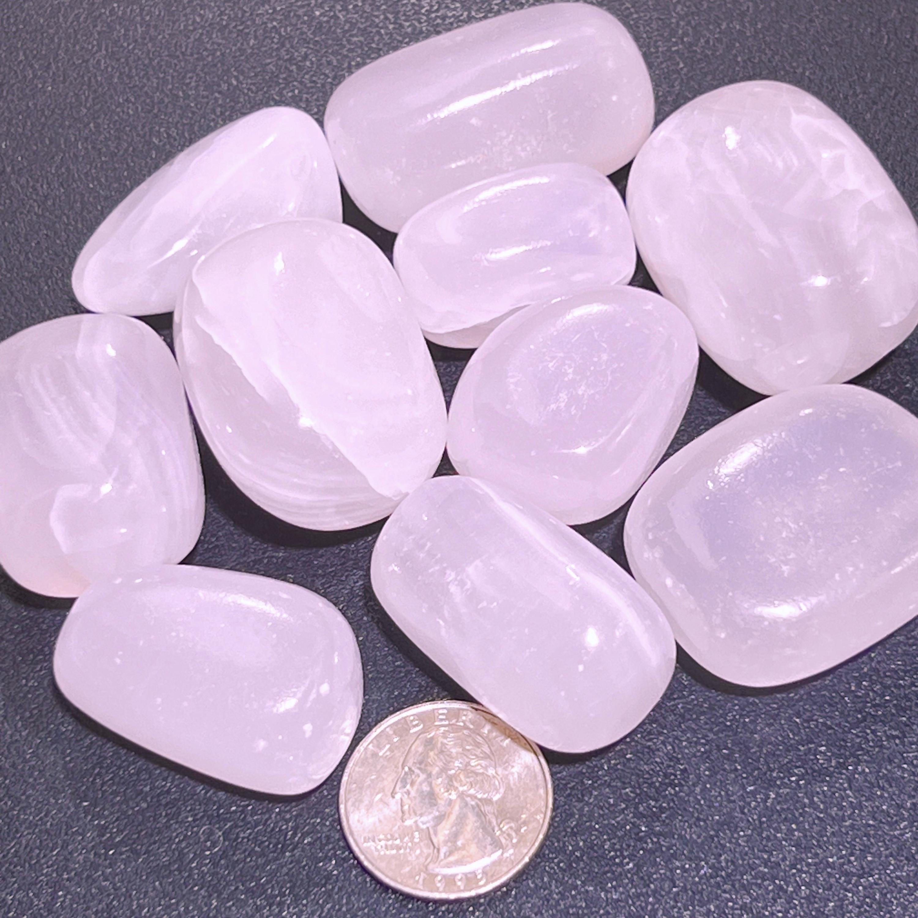 Pink Mangano Calcite Tumbled Stones (UV Reactive)(By The Piece Or Pound)