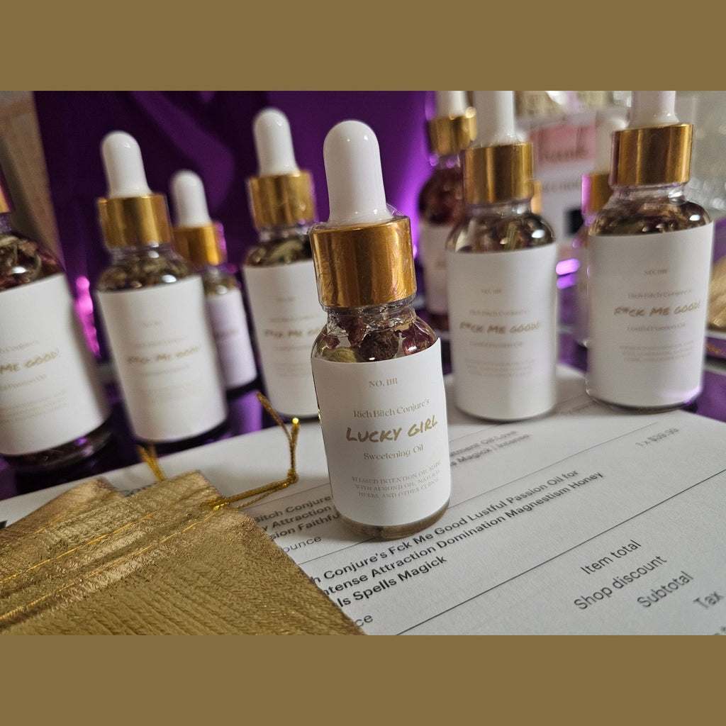 Lucky Rich Girl Hoodoo Conjure Oil | Wealth, Beauty, Glamour & Good Fortune Conjure Oil | Limited Edition