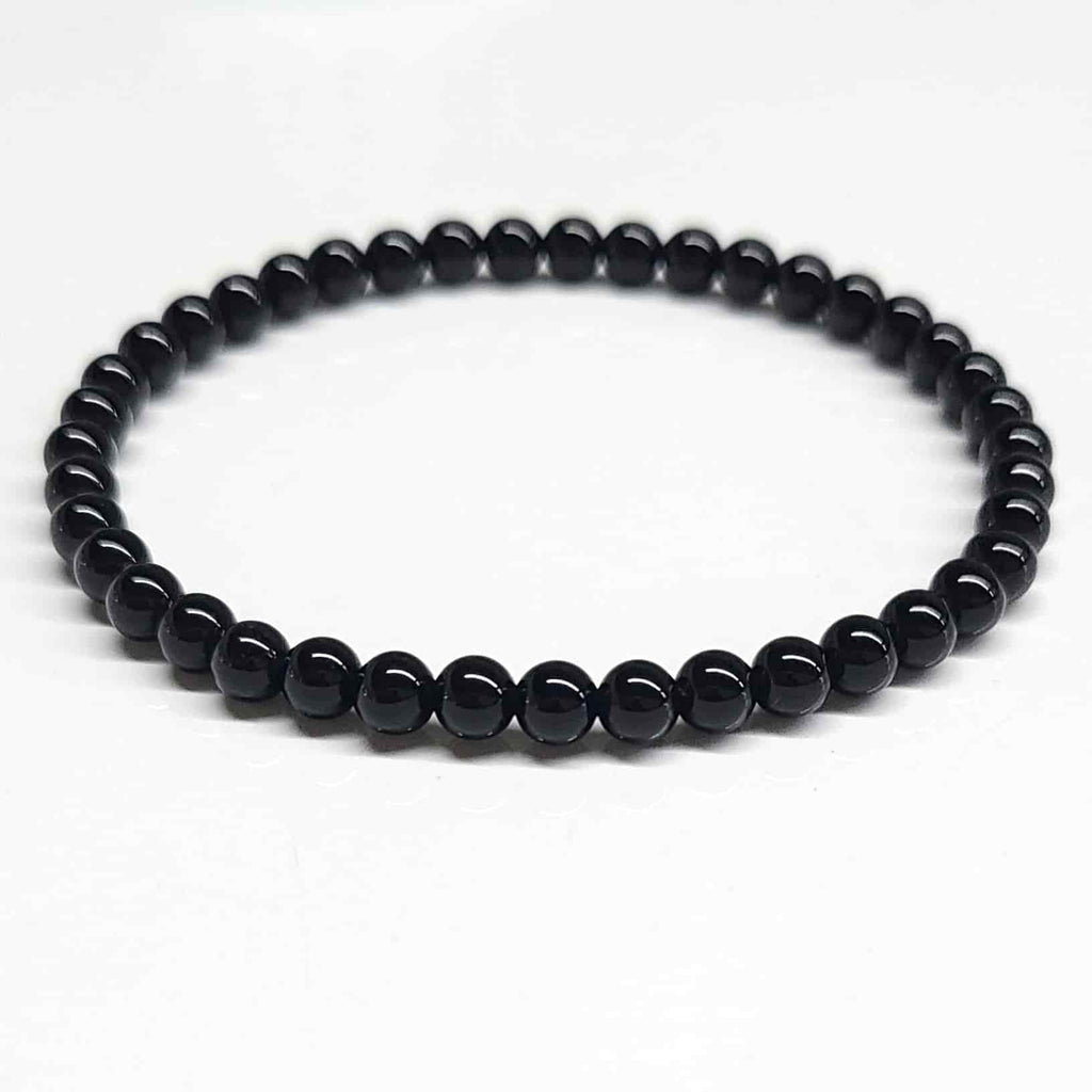 Black Obsidian Round Bead Bracelet