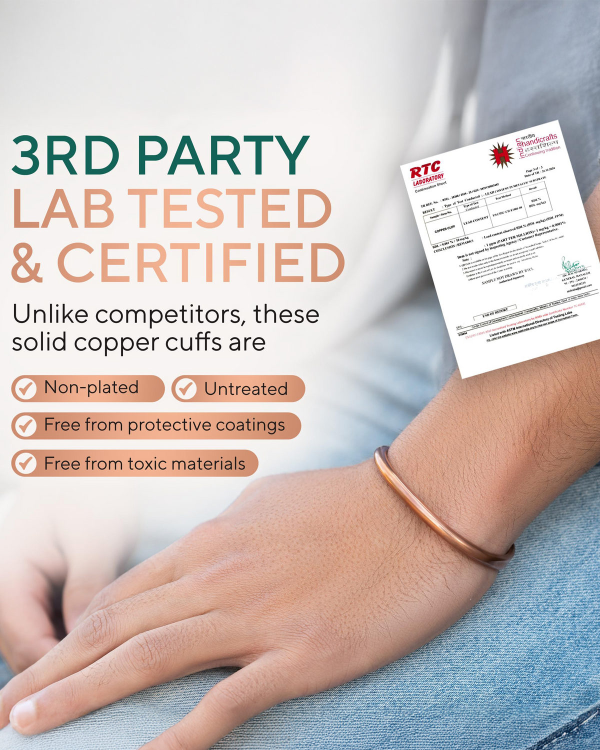 Pure Copper Cuff Bracelet – Barrel