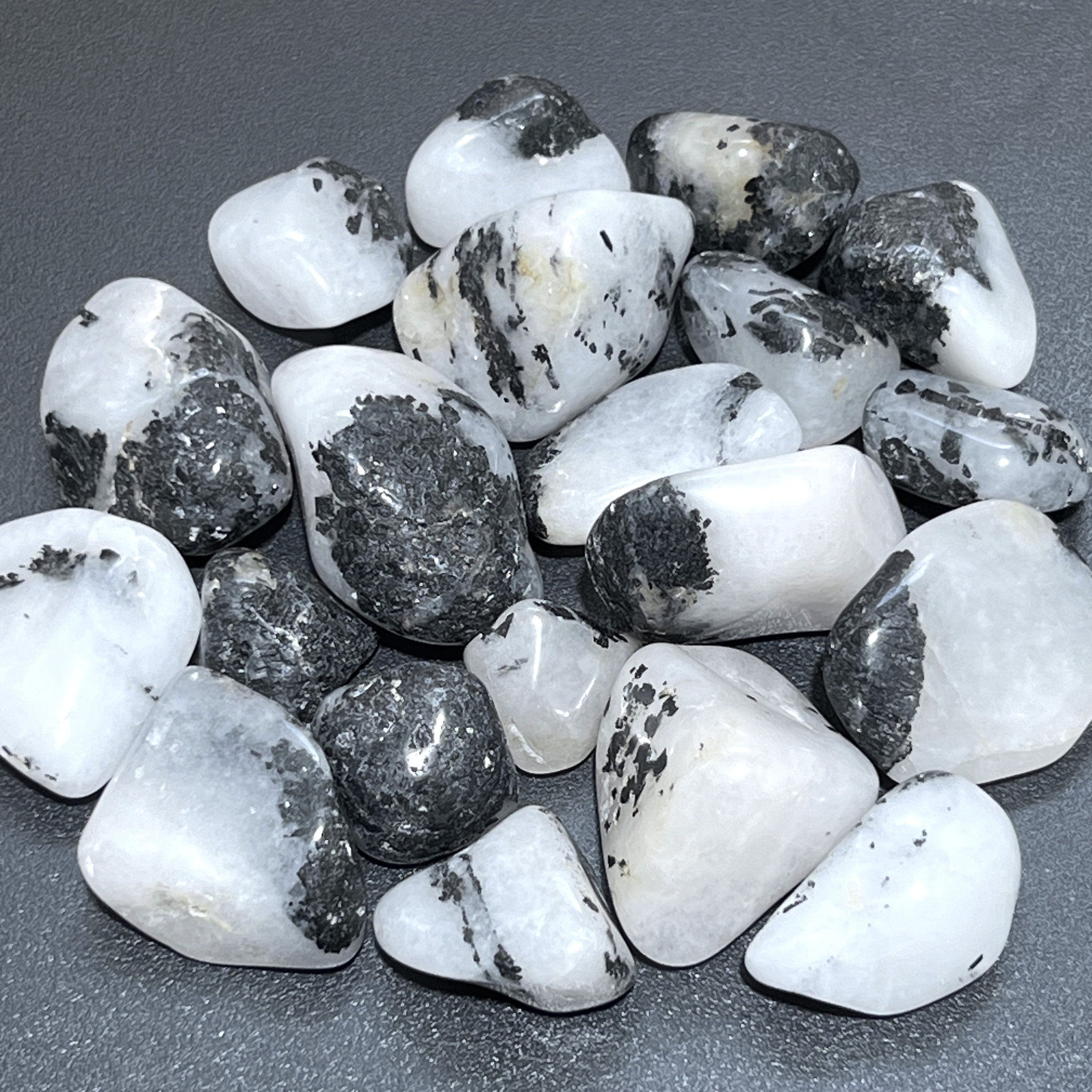 White Quartz Crystal and Tourmaline Tumbled Stones (By The Piece Or Pound)