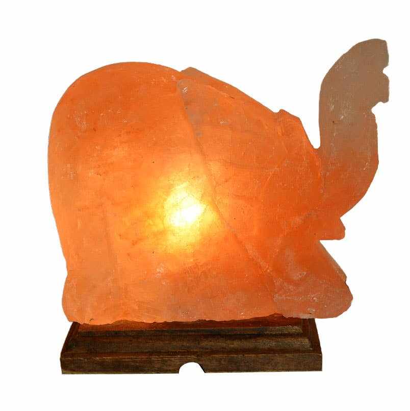 Elephant Shaped Salt Lamp  - 9" avg. - Cord, Bulb, Dimmer