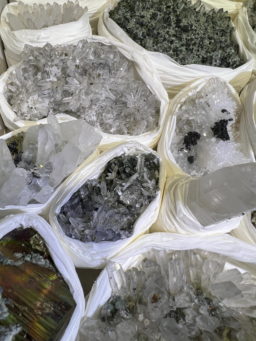 Bulgarian Minerals Crystal Mixed Collection (Large 15.5x10.5 Inch Flat) Pyrite Sphalerite Galena Quartz Pink Mangano Calcite Wholesale Bulk Lot