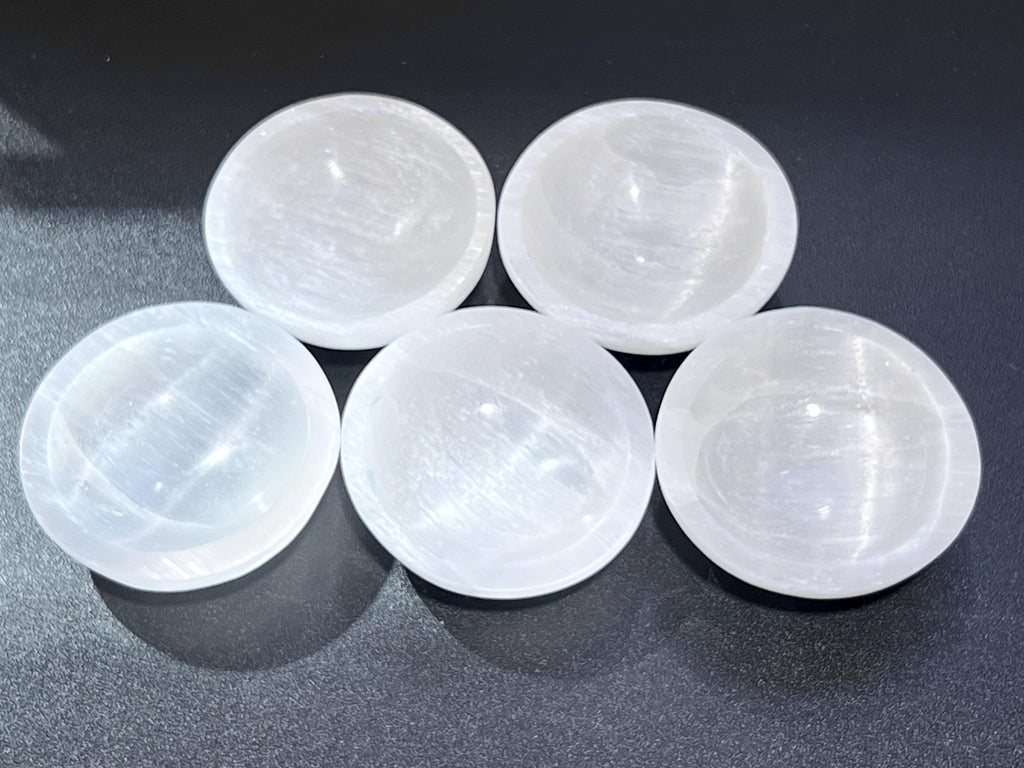 Selenite Satin Spar Crystal Bowl Carving (4 Inches)