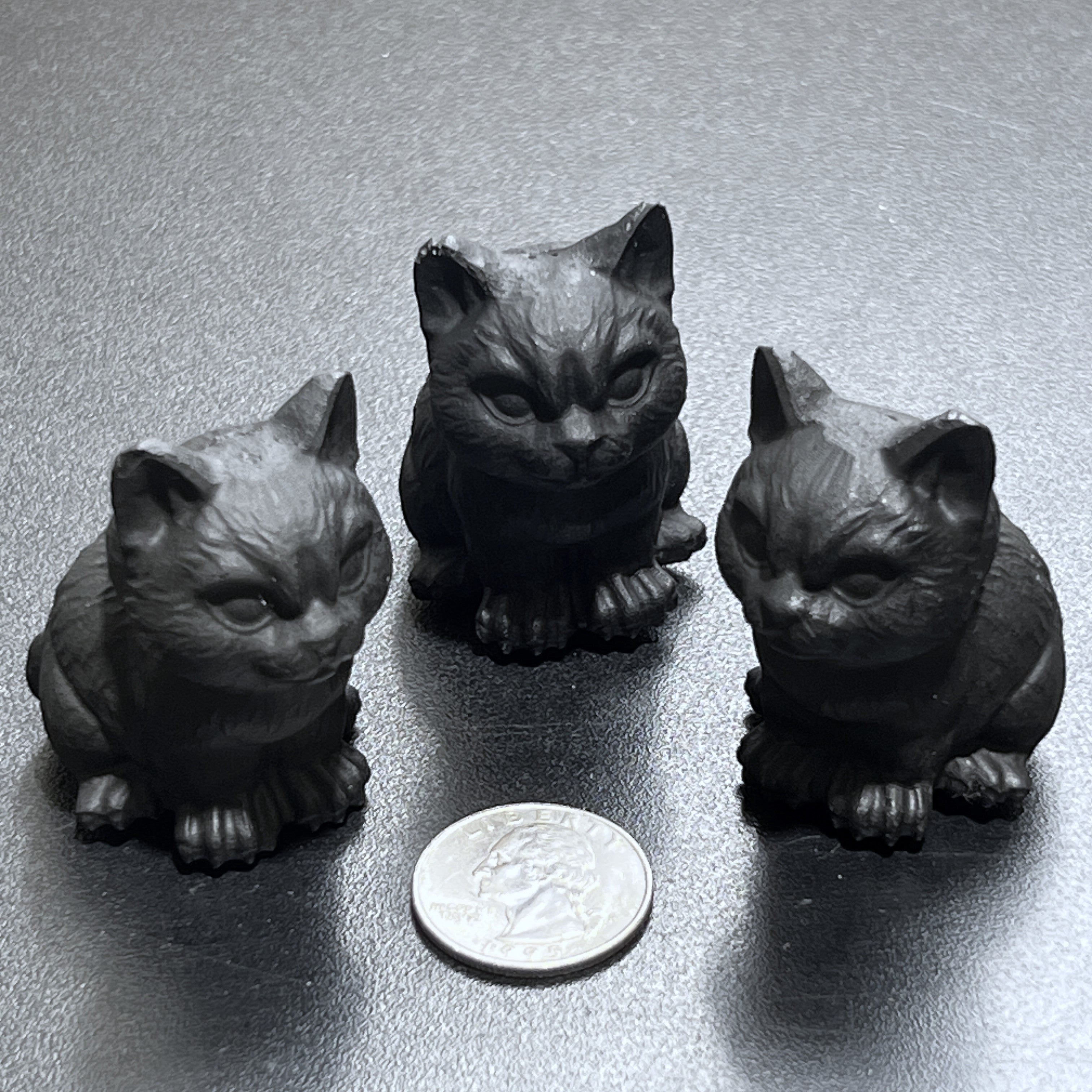 Black Obsidian Cat Kitten Carving