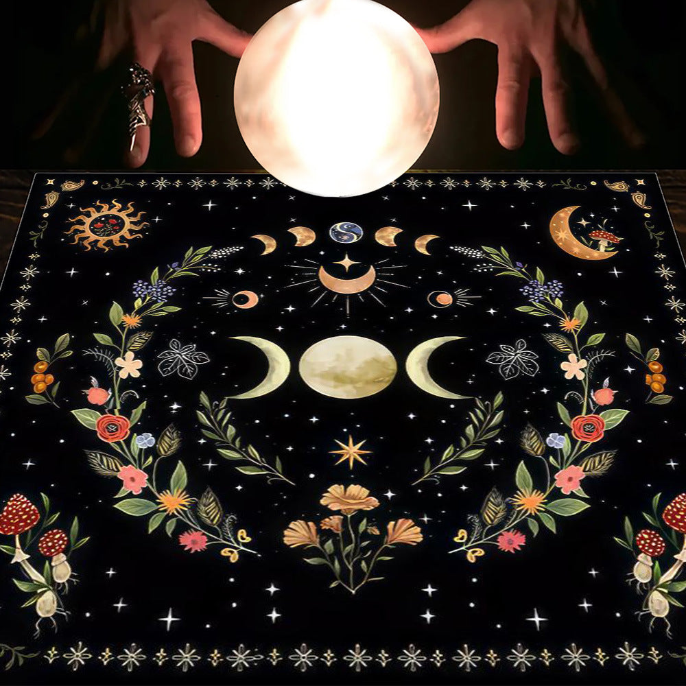 Tarot Tablecloth Cloth Cushion Tarot Moon Sun Lucky Tree Flannel Tablecloth