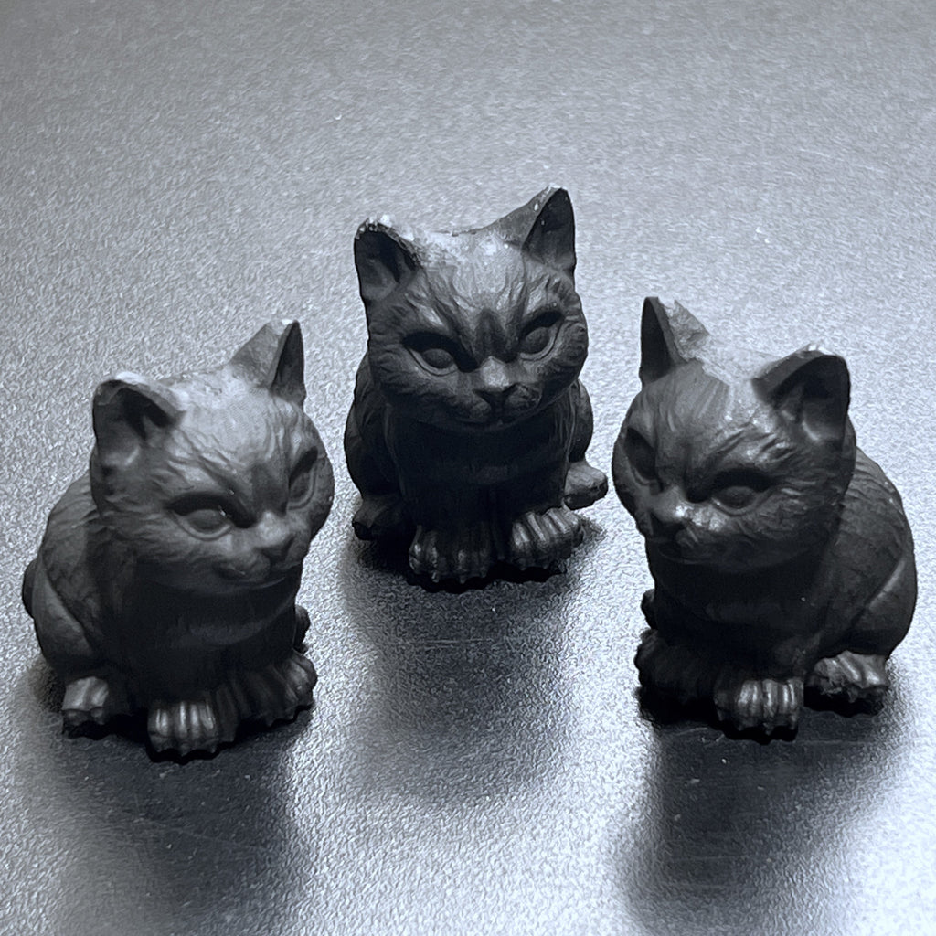Black Obsidian Cat Kitten Carving