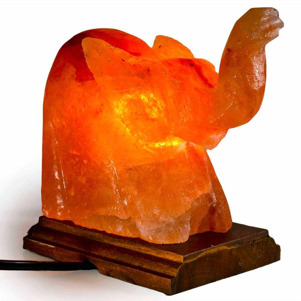 Elephant Shaped Salt Lamp  - 9" avg. - Cord, Bulb, Dimmer