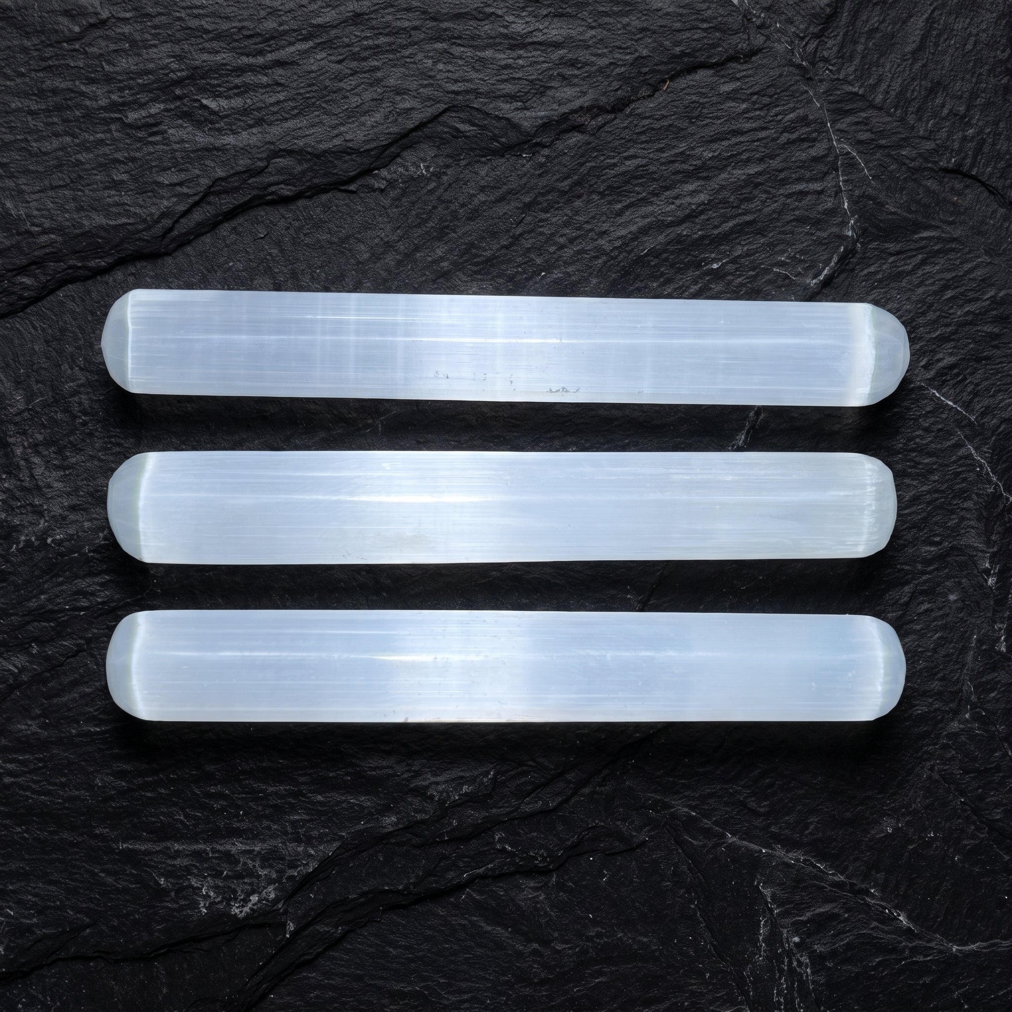Selenite Satin Spar Crystal Round Wand Carving (5.5 Inches)