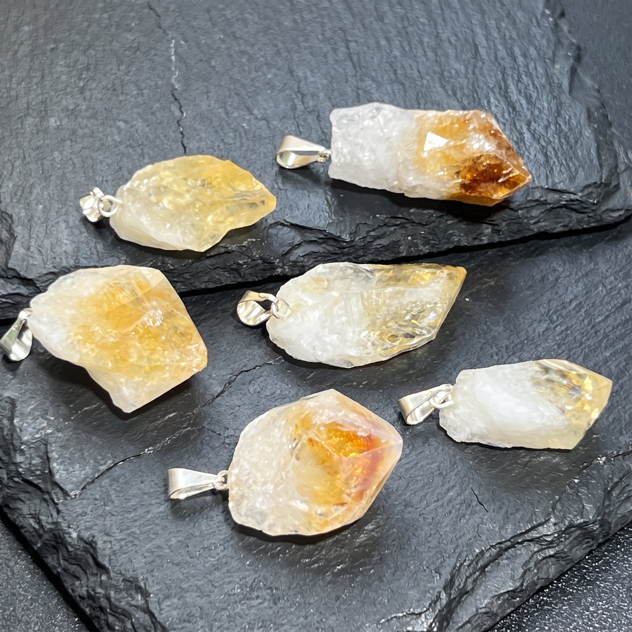 Citrine Crystal Point Pendant (Silver Bail)