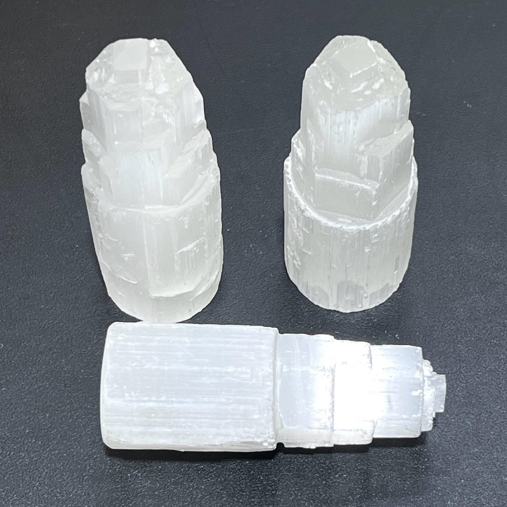 Selenite Satin Spar Crystal Standing Tower Carving (4 Inch)