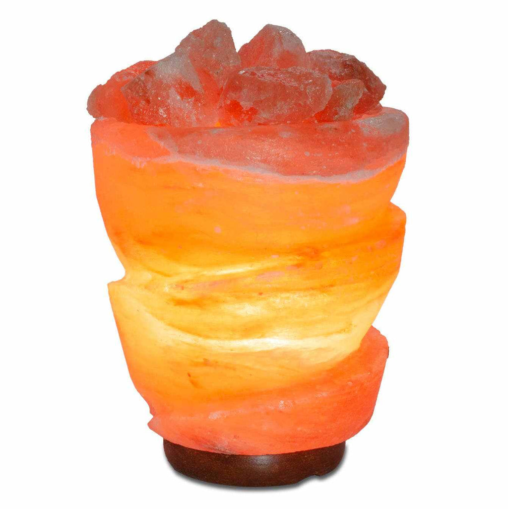 Funnel w/ Chunks Salt Lamp  - 9.5" avg. - Cord, Bulb, Dimmer