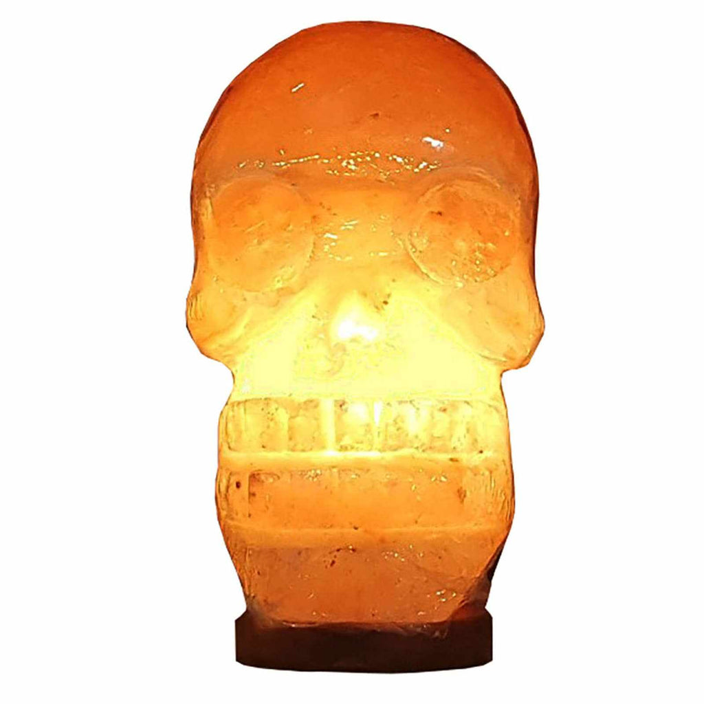 Skull Shaped Salt Lamp  - 9.5" avg. - Cord, Bulb, Dimmer