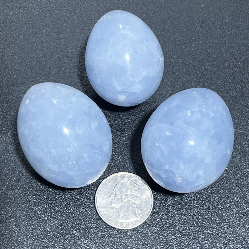 Blue Calcite Crystal Egg Carving