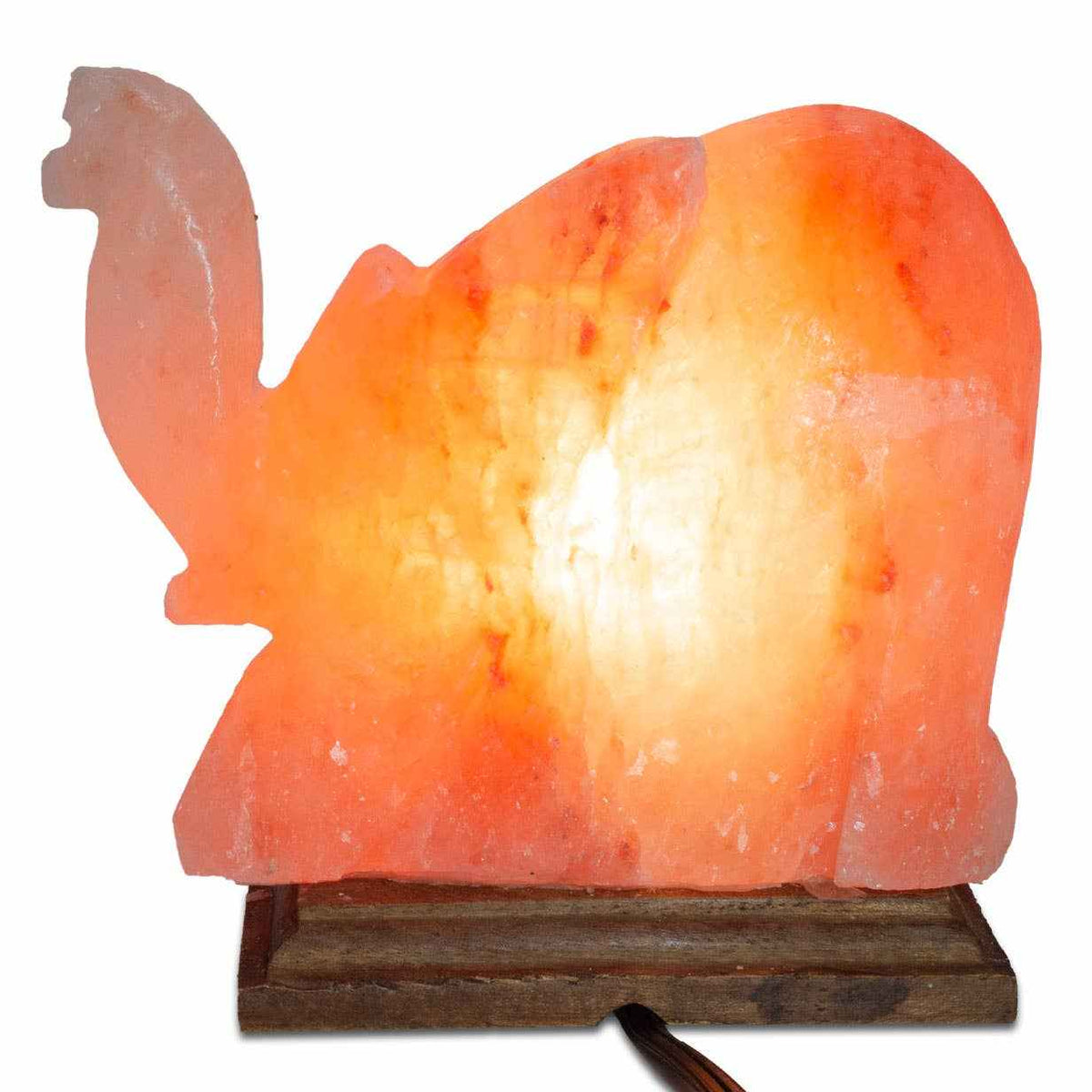 Elephant Shaped Salt Lamp  - 9" avg. - Cord, Bulb, Dimmer