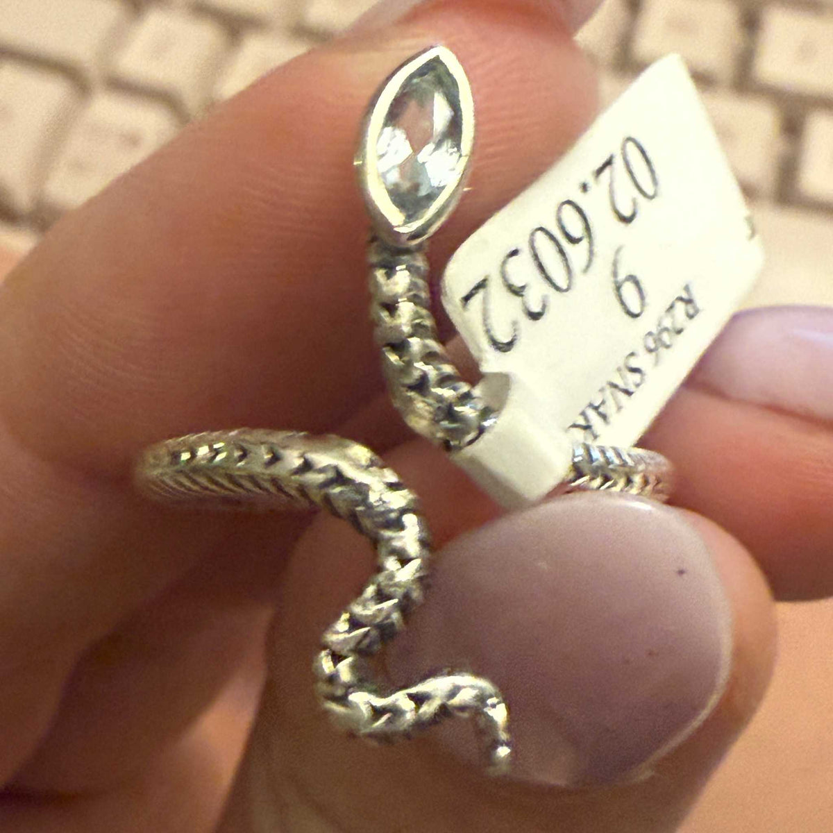 Gemstone Snake Ring  - Sterling Silver or Gold Vermeil