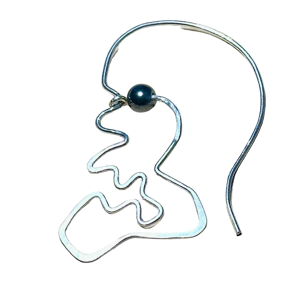 Skull Face Hematite Eye Bertoni Earrings - Sterling Silver