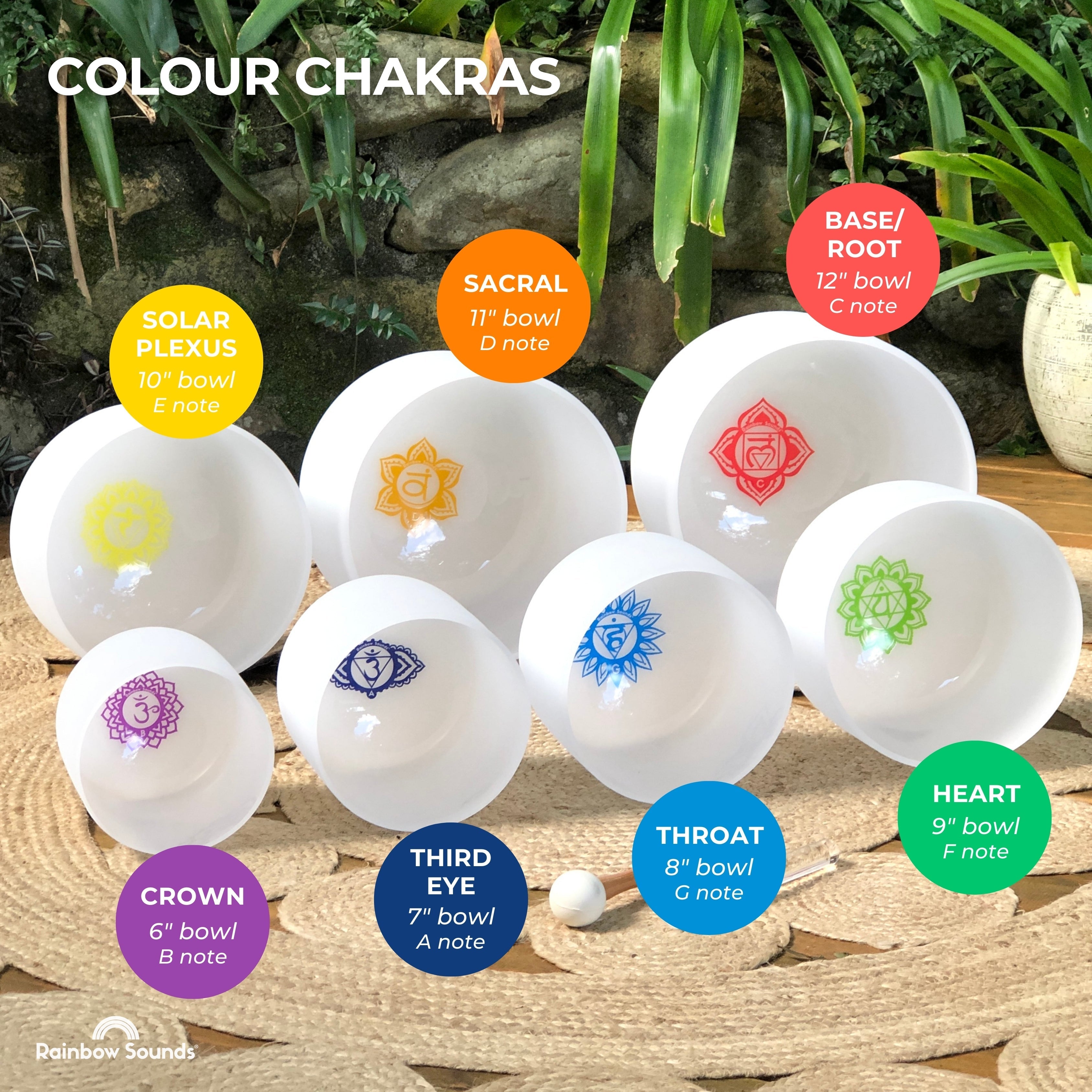 Set of 7 White Sound Therapy Bowls