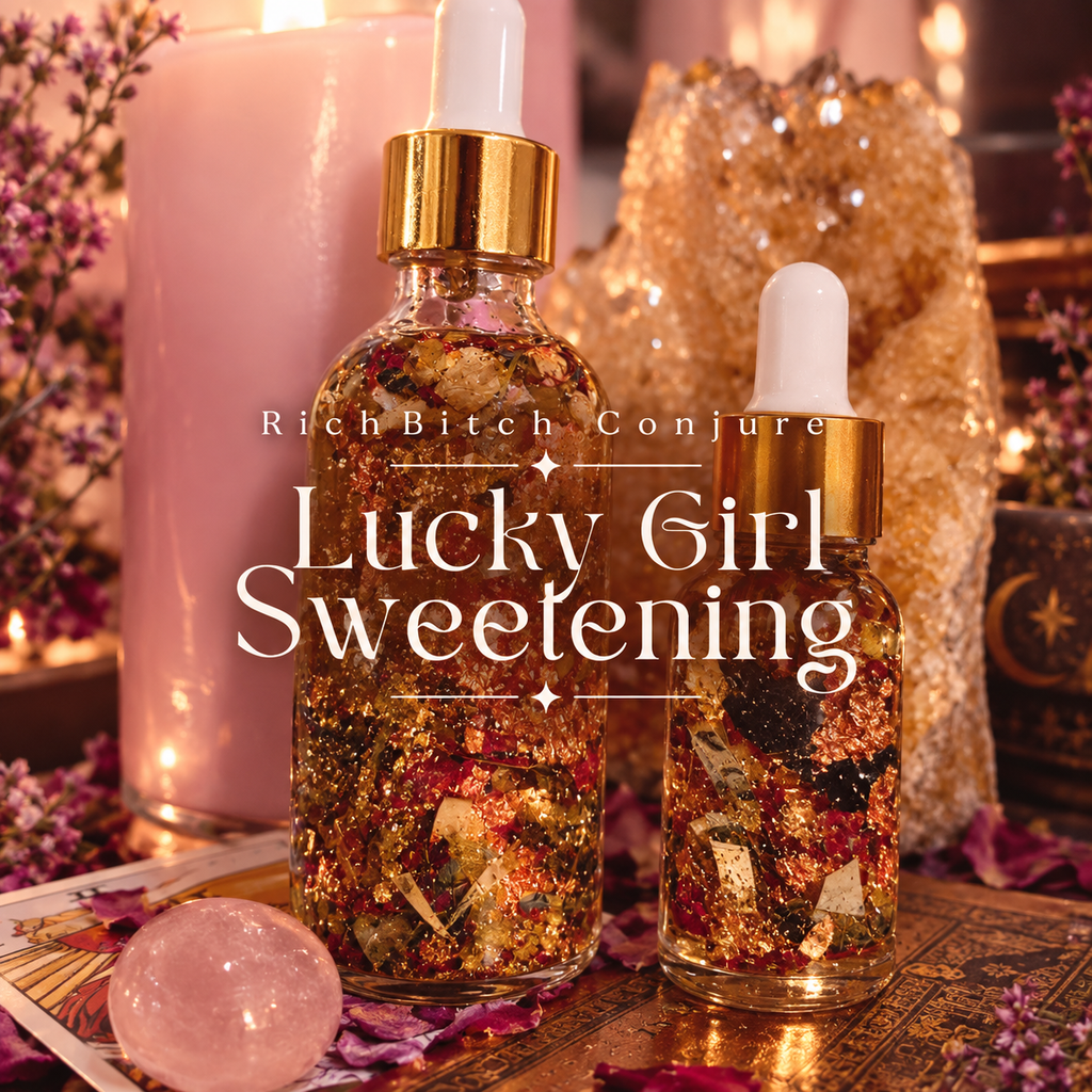 Lucky Girl Sweetening Hoodoo Conjure Oil | Good Luck Oil | Favor and Opportunity Oil | Prosperity Ritual Oil | Rootwork Spiritual Supply