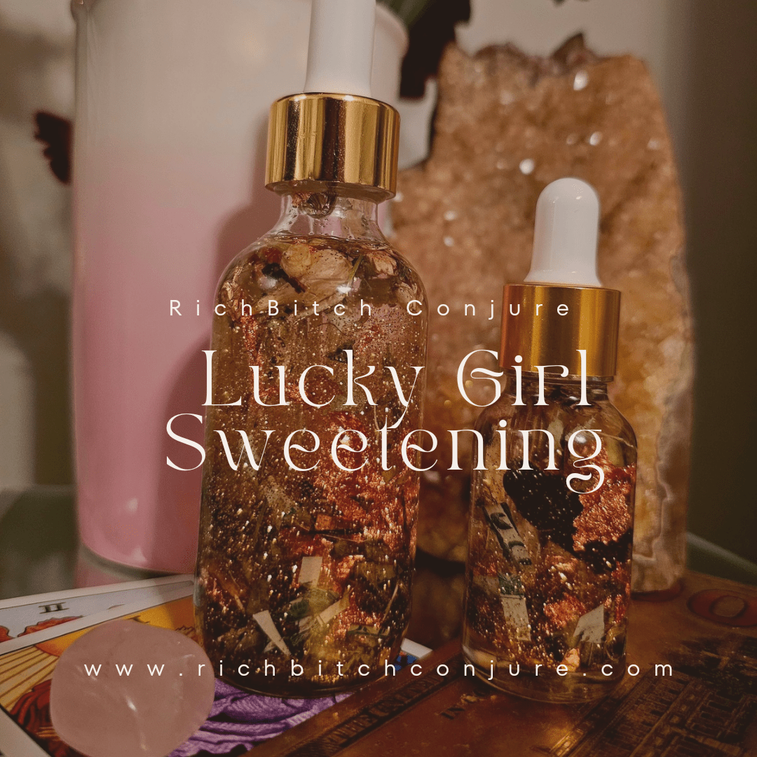 Lucky Rich Girl Hoodoo Conjure Oil | Wealth, Beauty, Glamour & Good Fortune Conjure Oil | Limited Edition