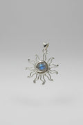 Sterling Silver Sun & Moon Rainbow Moonstone Pendant