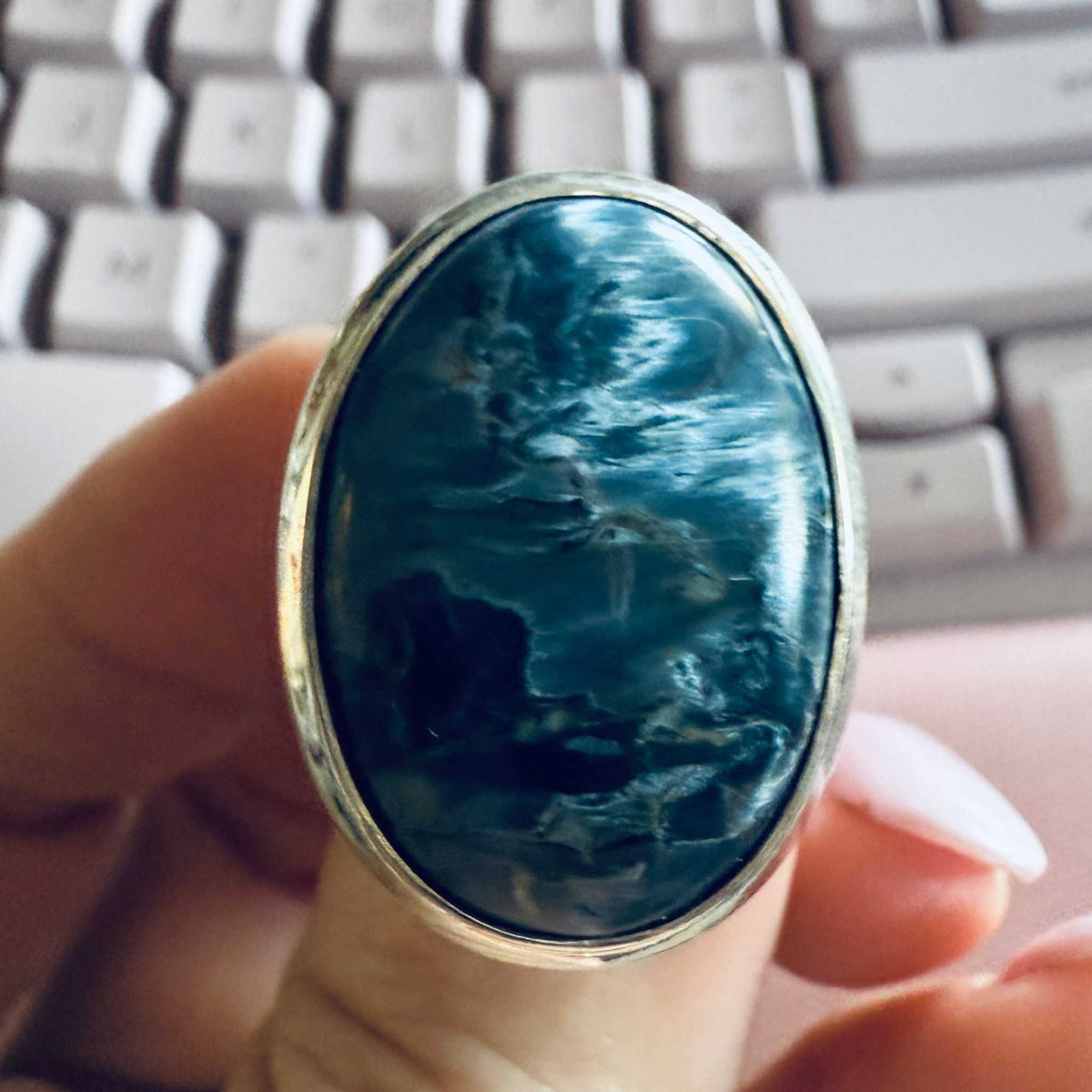 Pietersite Oval Ring — Sterling Silver — Size 7