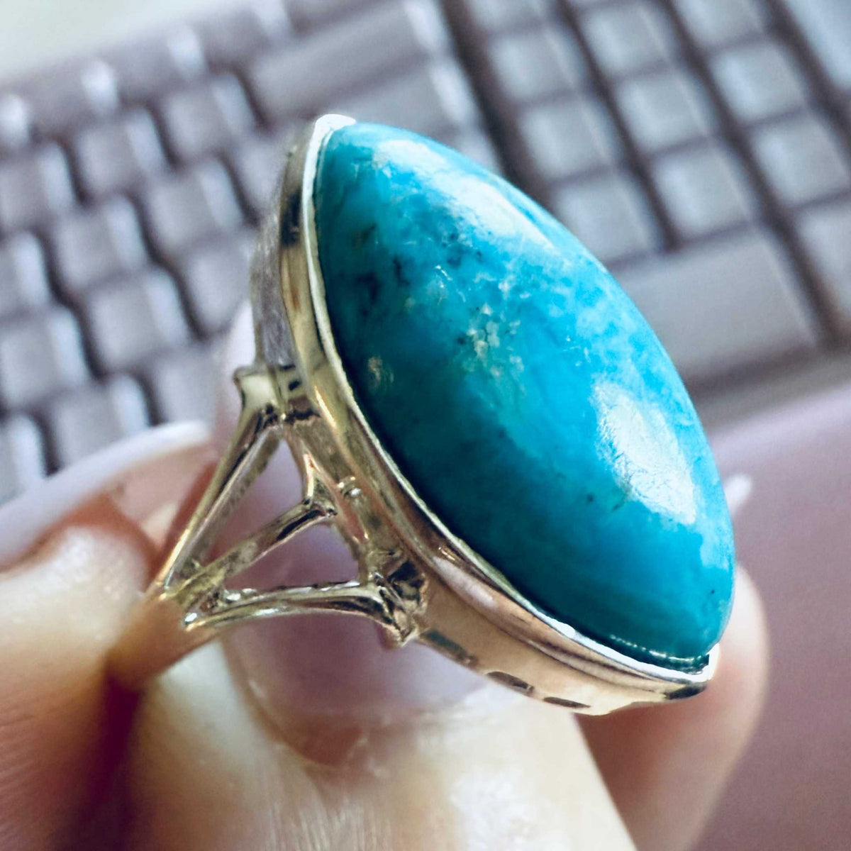 Marquis Turquoise Ring — Size 7