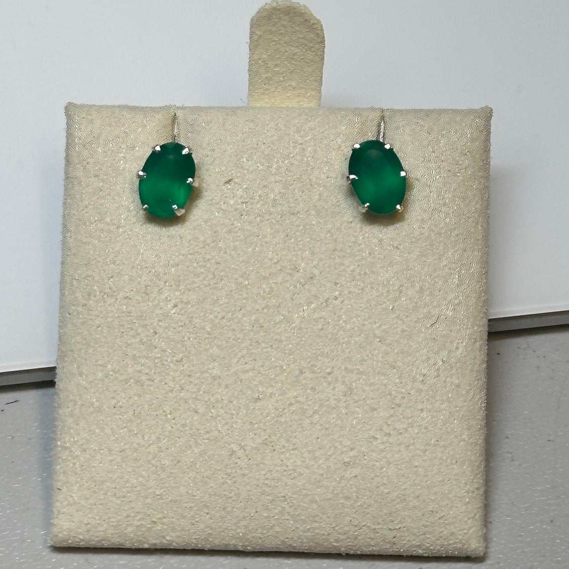 Emerald Oval Post Earrings – Sterling Silver
