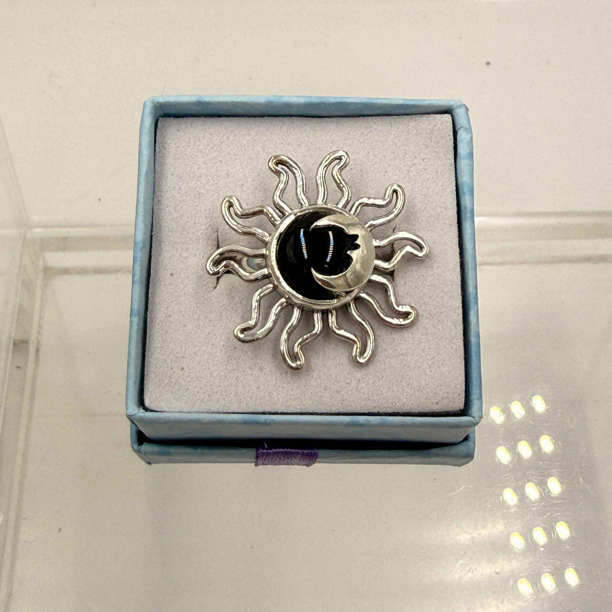 Sterling Silver Sun & Moon Black Onyx  Ring - Protection, Grounding & Stabilizing