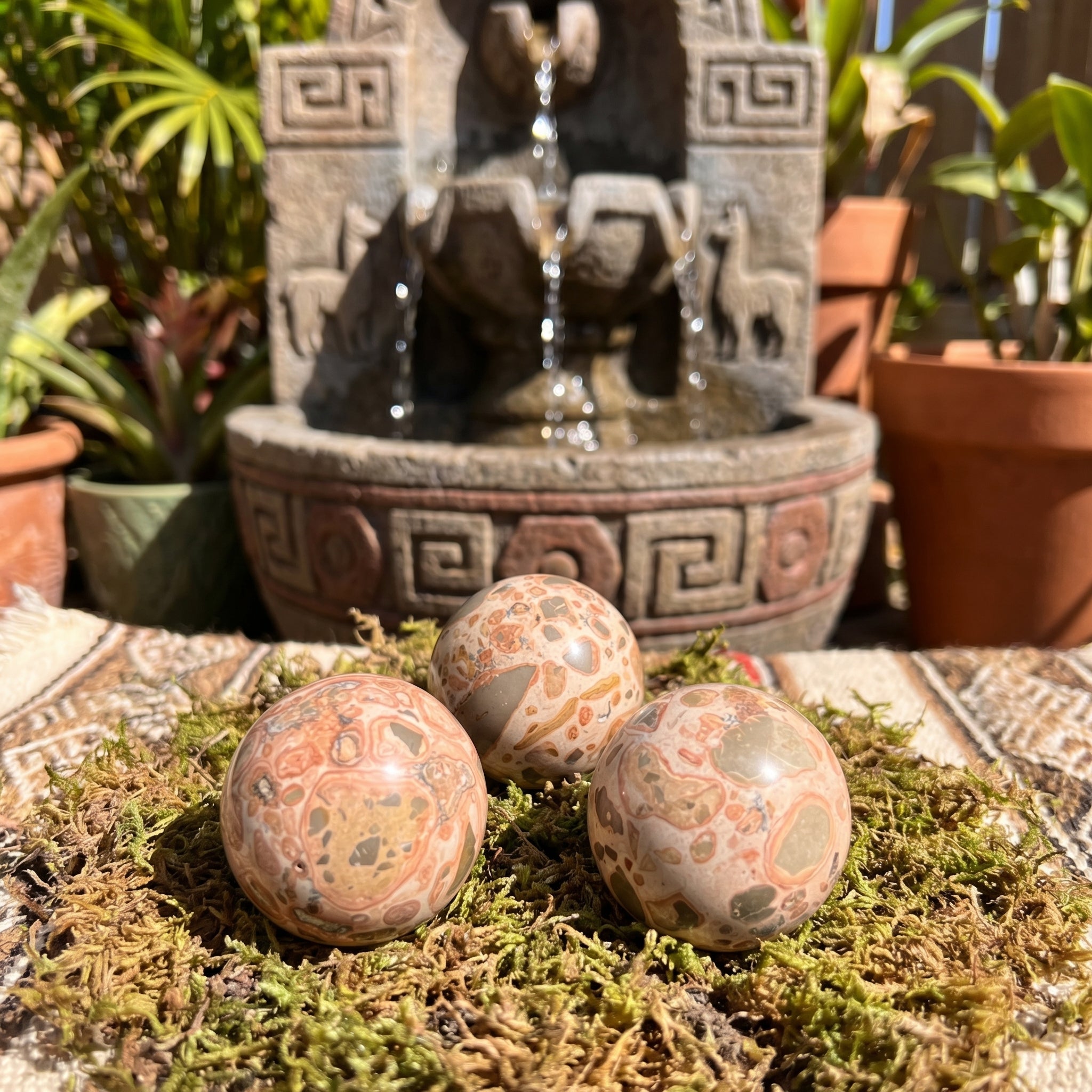 Leopardite Sphere Carving (1.5 Inch)(Leopard Skin Jasper)