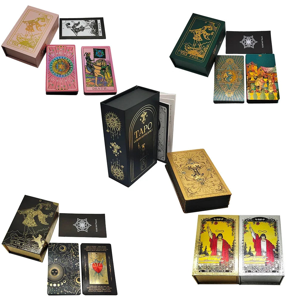 New Version Premium Quality Gold Foil Tarot Divination Oracle Cards With Colorful Illustrated Manual and Megnetic Box