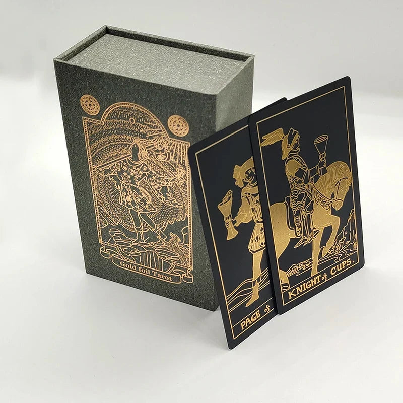 New Version Black Hot Stamping Gold foil Tarot Cards Plastic Rider Oracle Deck For Beginners And Collectors