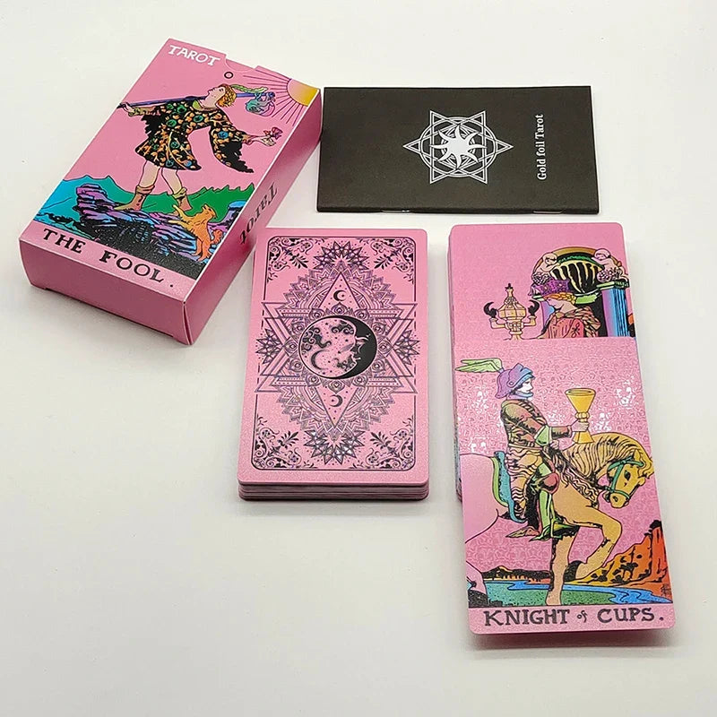 Without Gold Waterproof Plastic Tarot Cards With Manual PVC Board Game Astrologic Oracle Deck For Beginners