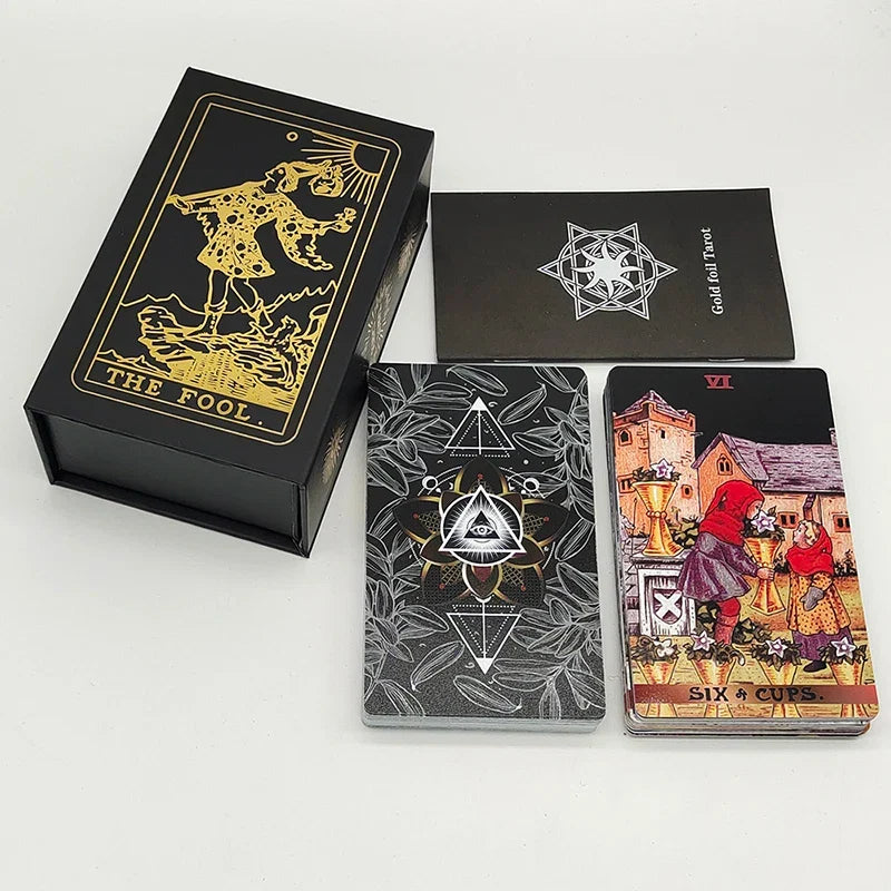 New Rider Waite Deck Gold Foil Tarot Cards Mysterious Board Game Terrific Divination Oracle With Exquisite Gift Box