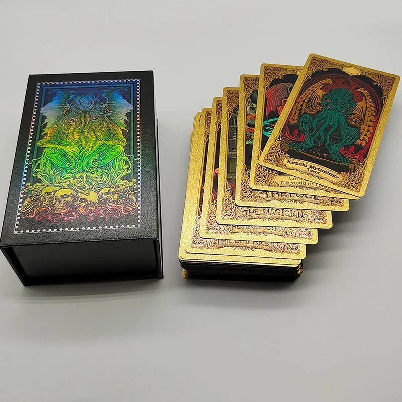 Legend Cthulhu Whispers Of The Old Gods Luxe Gold Foil Tarot PVC Divination Cards With Frosted Finish In Nice Megnetic Box