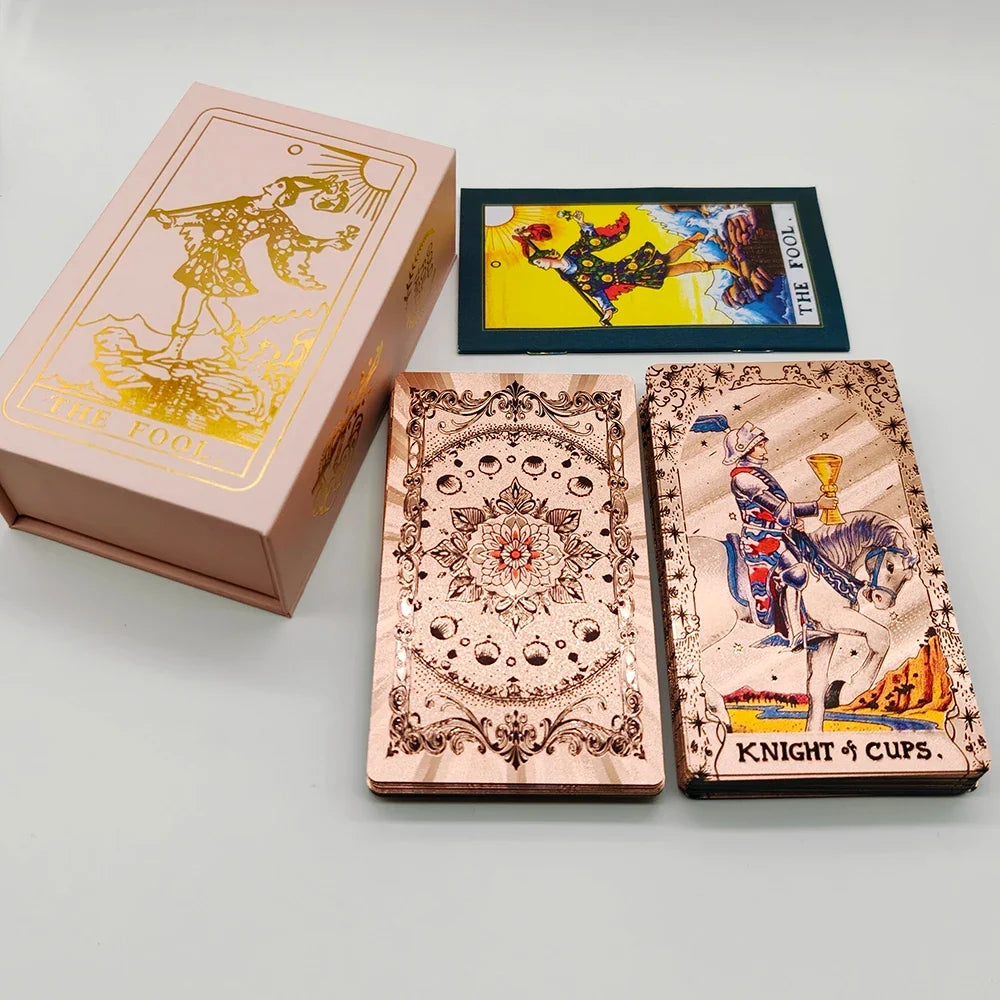 The New Knight Laser Gold Foil Tarot Board Game Set Hot Stamping Luxury PVC Waterproof Wear-resistant Divination Cards