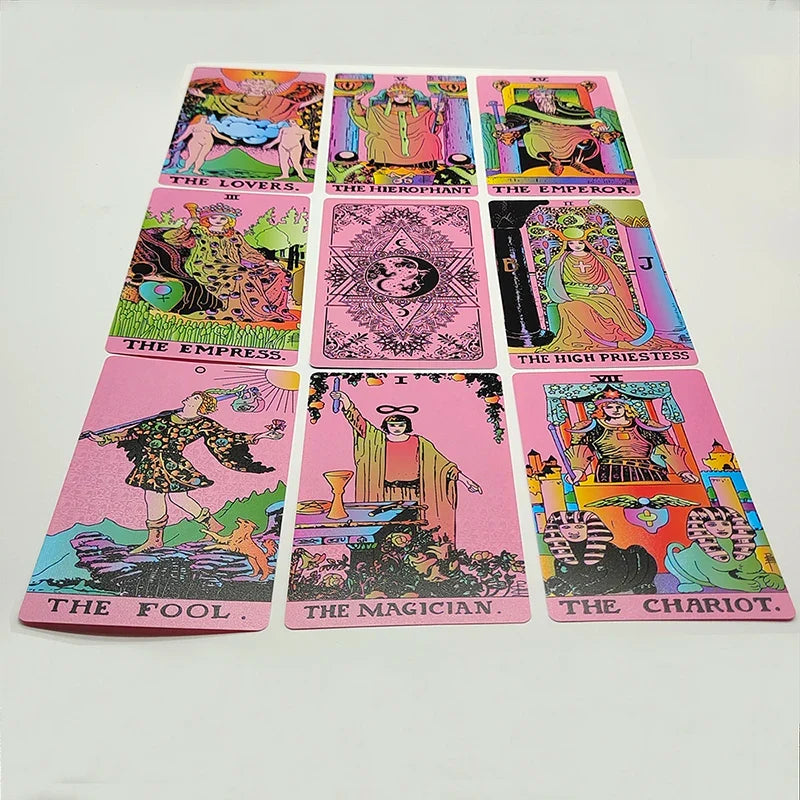 Without Gold Waterproof Plastic Tarot Cards With Manual PVC Board Game Astrologic Oracle Deck For Beginners