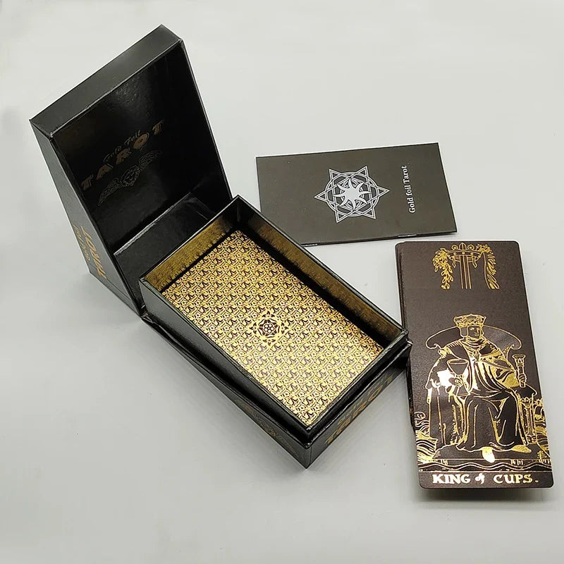 The New Knight Laser Gold Foil Tarot Board Game Set Hot Stamping Luxury PVC Waterproof Wear-resistant Divination Cards