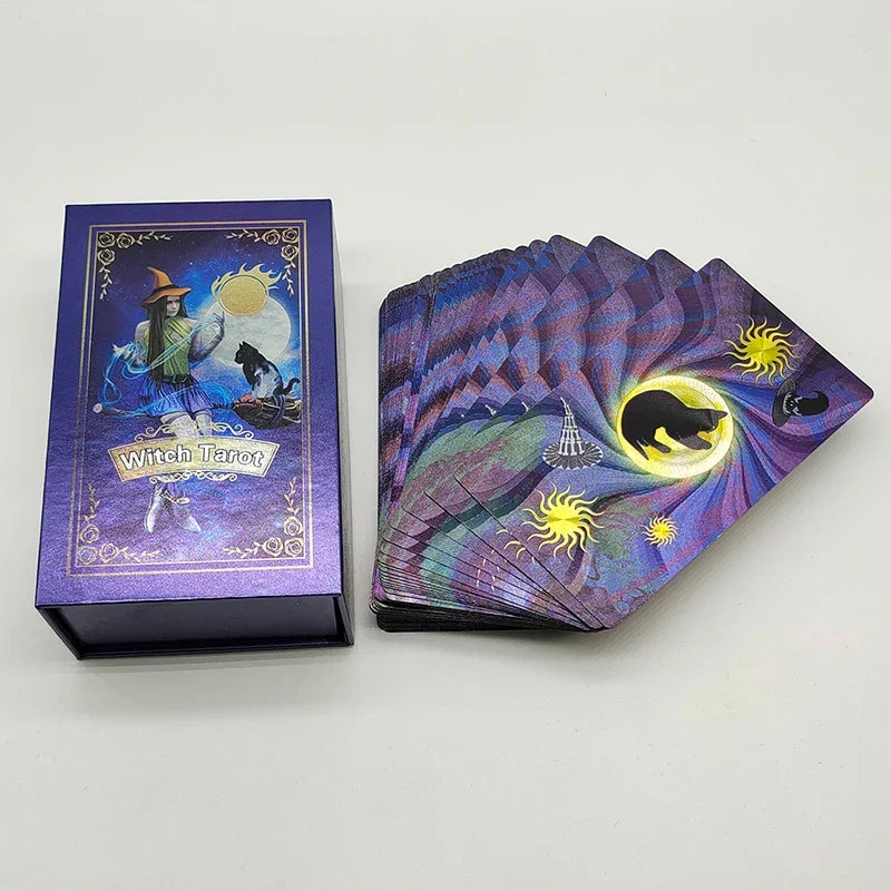 New Pattern Gold Foil Tarot Cards Witch Divine Predictive Board Game Waterproof Mystery Deck For Beginners And Collectors
