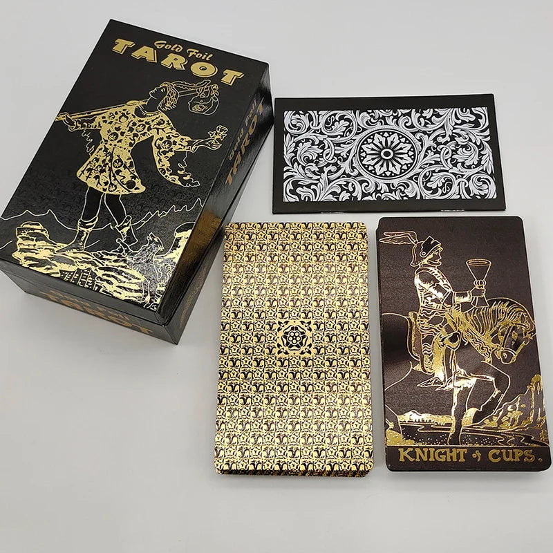 New Version Black Hot Stamping Gold foil Tarot Cards Plastic Rider Oracle Deck For Beginners And Collectors