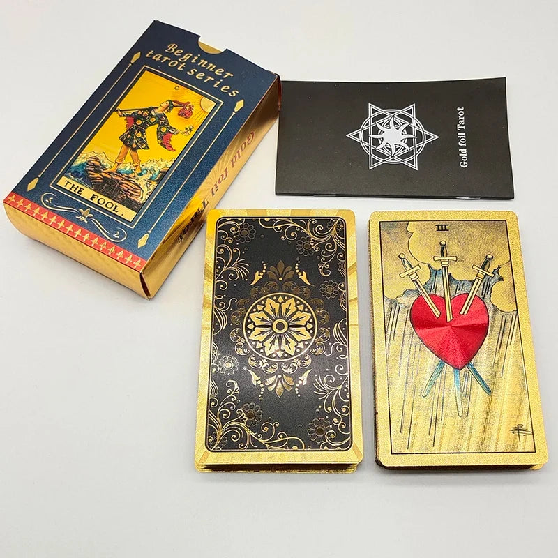 Cost Worthy Luxe Gold Foil Tarot Deck With Nice Plastic Package Board Game of Oracle Cards For Beginners