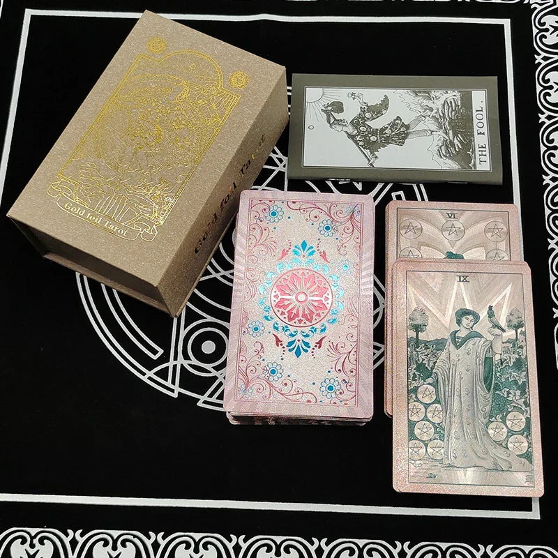 Fantastic 80 Pieces Silver foil Tarot Cards Waterproof PVC Quality With Flip Box As A Luxury Gift