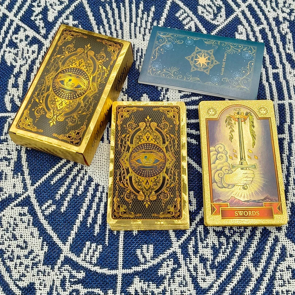 Divinative 12x7cm Gold Tarot Cards Standard Size for Beginners with Guide Book Classic Board Game