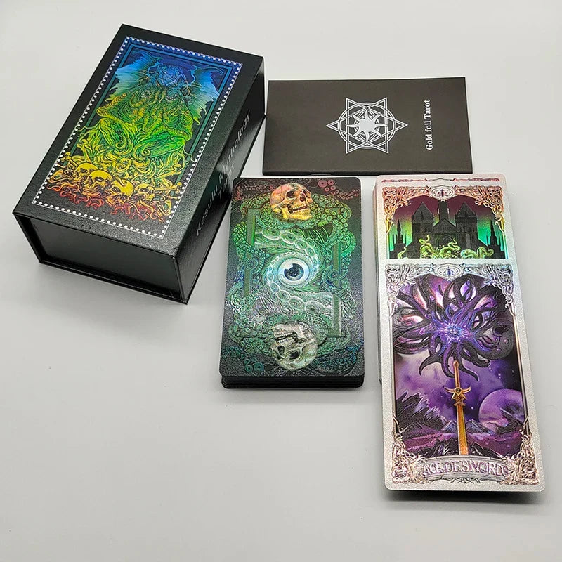 Legend Cthulhu Whispers Of The Old Gods Luxe Gold Foil Tarot PVC Divination Cards With Frosted Finish In Nice Megnetic Box
